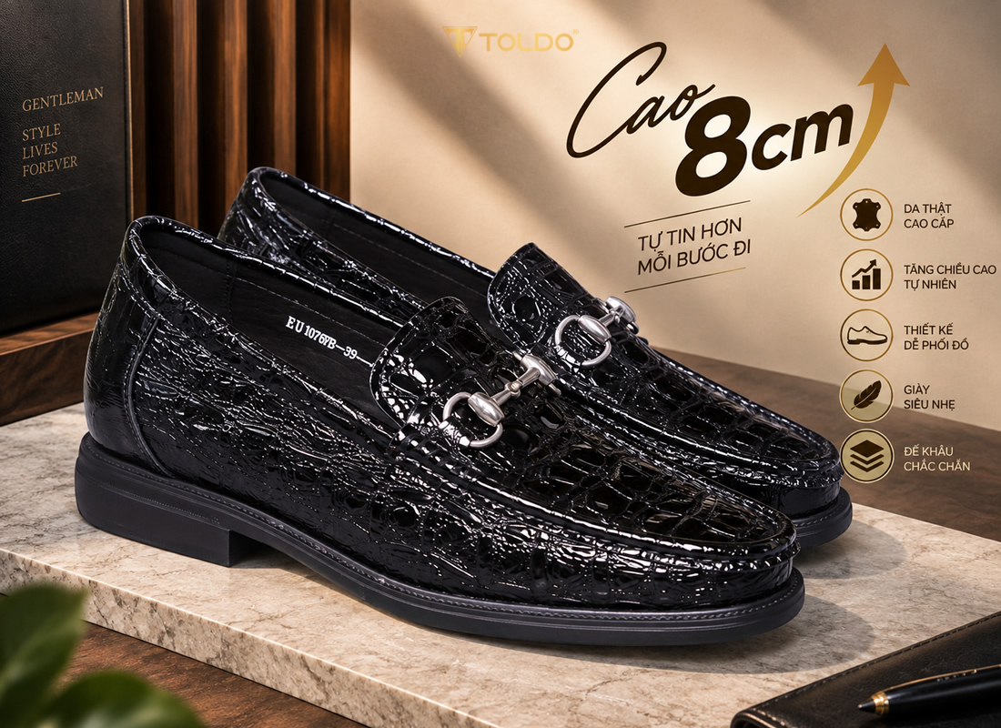 Giày cao nam 8cm đế khâu nhẹ 1